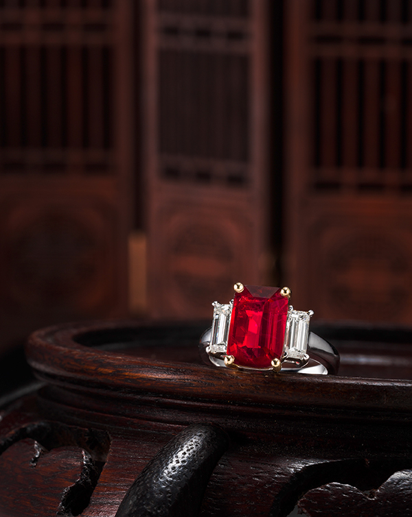 An exceptional 4-carat 'Pigeon Blood' Burmese ruby and diamond ring